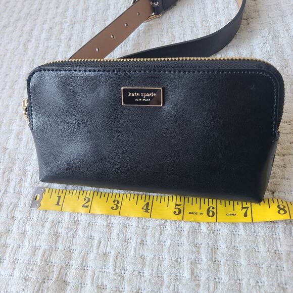 Kate Spade New York Black Genuine Leather Belt Bag NWT Size Small Medium - Picture 7 of 12